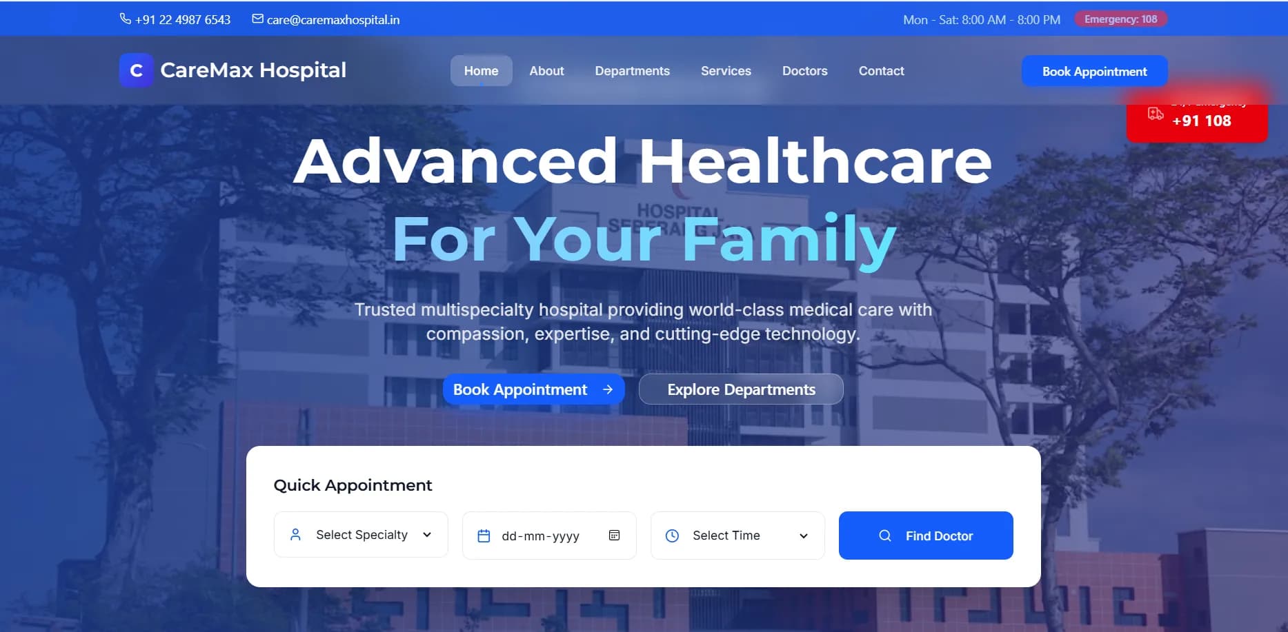 Caremax Hospital project preview